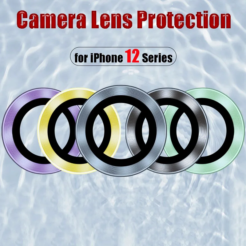 

For iPhone 12 / 12 Mini Pro Max Metal Ring Tempered Glass Camera Lens Film Protector Luxury Protective Cap Camera Protectors