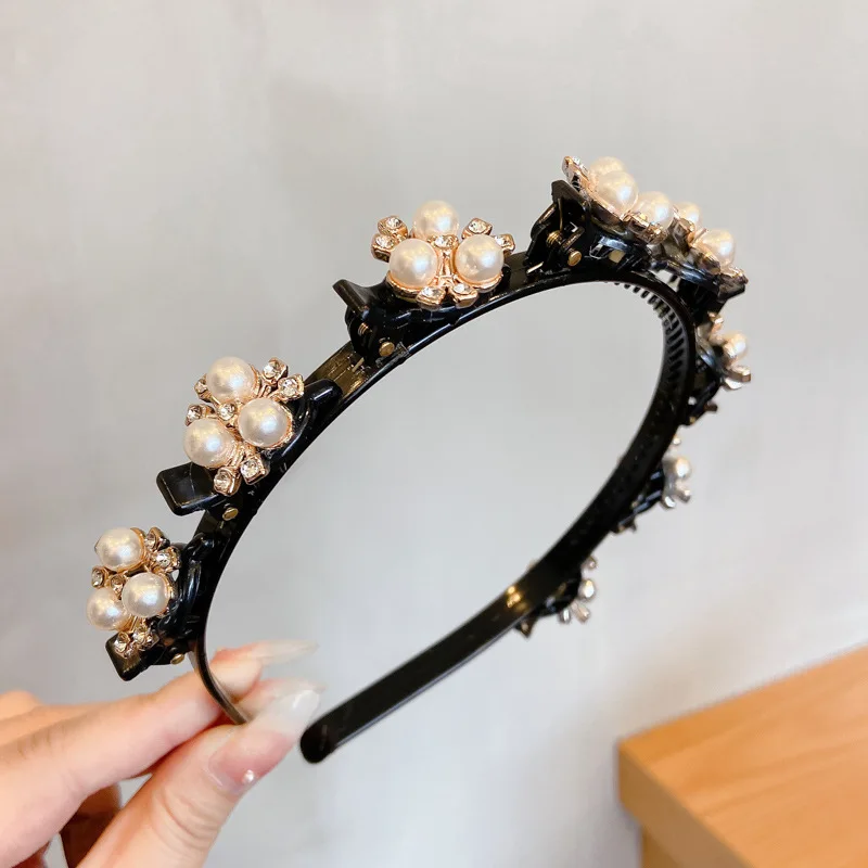 

2021 Spring Summer Fashion New Pattern Bangs Fixed Pearl Hair Hoop Female Hair Accessories For Women