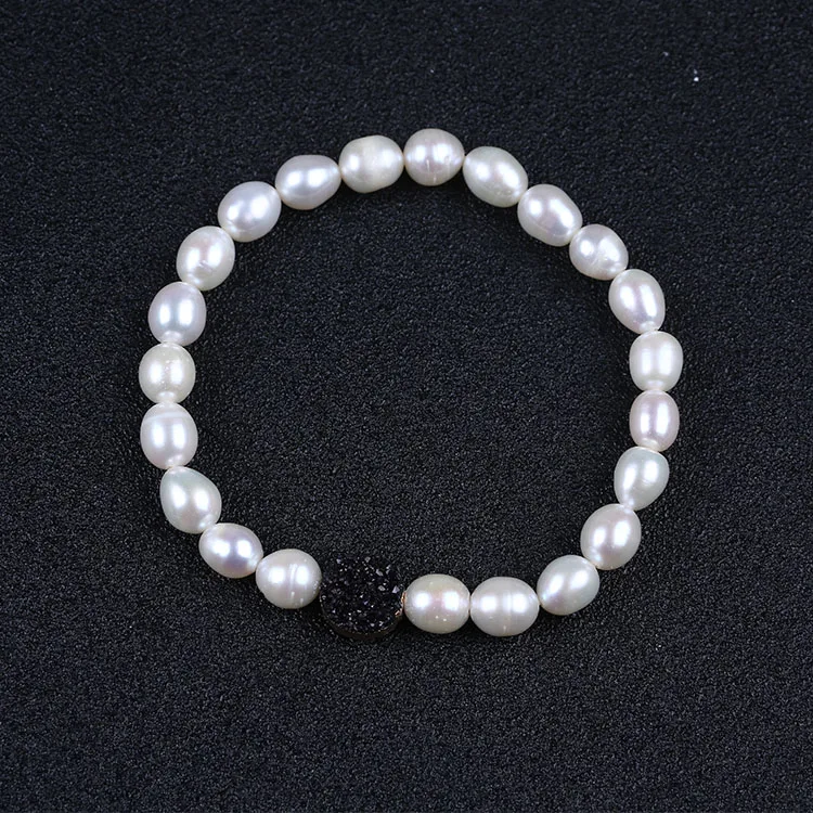 Дешевые подарок риса из натурального пресноводного расшитая белым жемчугом и 10