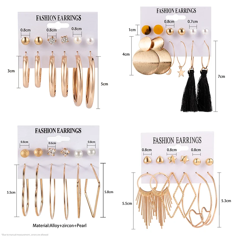 Винтажные серьги-кольца для женщин женские массивные геометрические висячие с