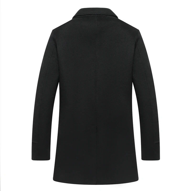 Winter Men's Casual Wool Trench Coat Fashion Business Medium Solid Thicken Slim Windbreaker Overcoat Jacket Male Plus Size 3XL | Мужская