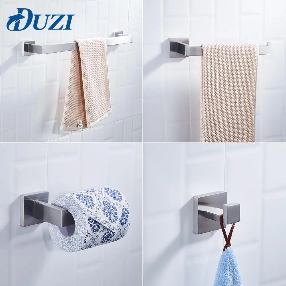 

Bathroom Hardware Set Stainless Steel Robe Hook Towel Rail Bar Rack Bar Shelf Tissue Paper Holder 4pcs/set Bathroom Accessories