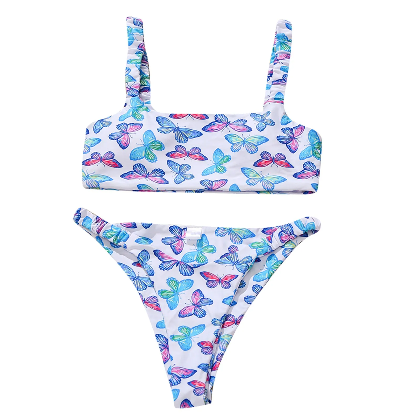 

Sexy Split Butterfly Print Tube Top Swimsuit Women Sexy Bikini Push-Up Brazilian Swimwear Bikini Bathing Suit Bikini Beachwear