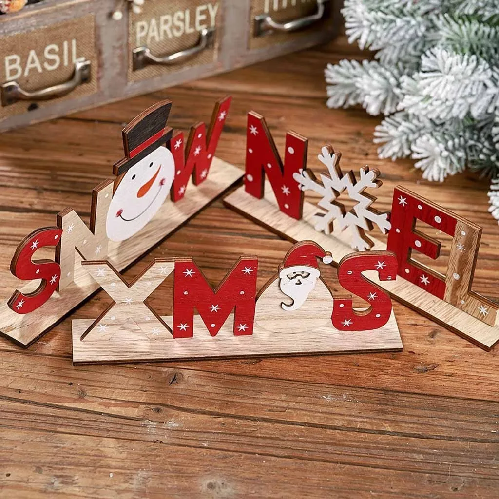 New Year Christmas Tabletop Ornament Wooden Elk Santa Claus Snowman Xmas Tree Table Decor DIY Crafts Home Supplies #30 | Дом и сад