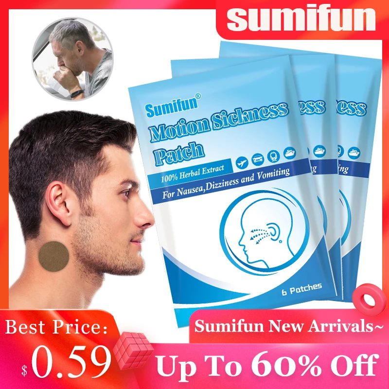 

6Pcs/Bag Sumifun Anti Motion Sickness Patch Treat Headache Dizziness Vomiting Sticker Carsick Airsickness Body Care Plaster