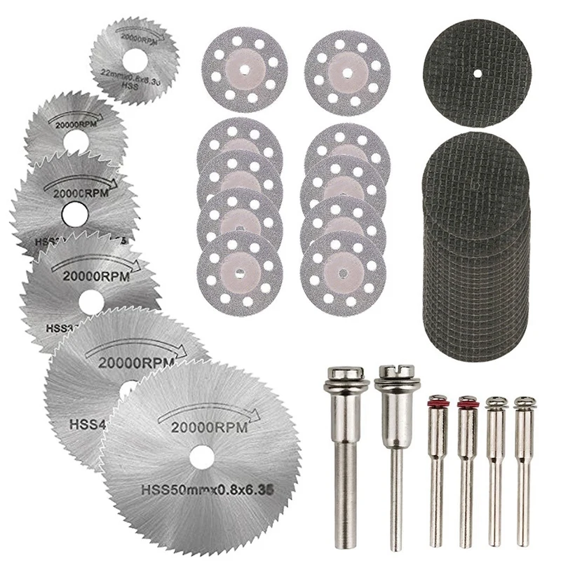 

36PCS Rotary Cutting Wheels Tool Kit, Mini Diamond Cutting Wheel and HSS Circular Saw Blades and Resin Metal Cutting Wheels Tool