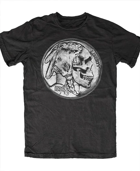 

Mens Indian Nickel Skull T Shirt O-Neck short sleeved T-shirt summer fashion loose funny tee shirt for men