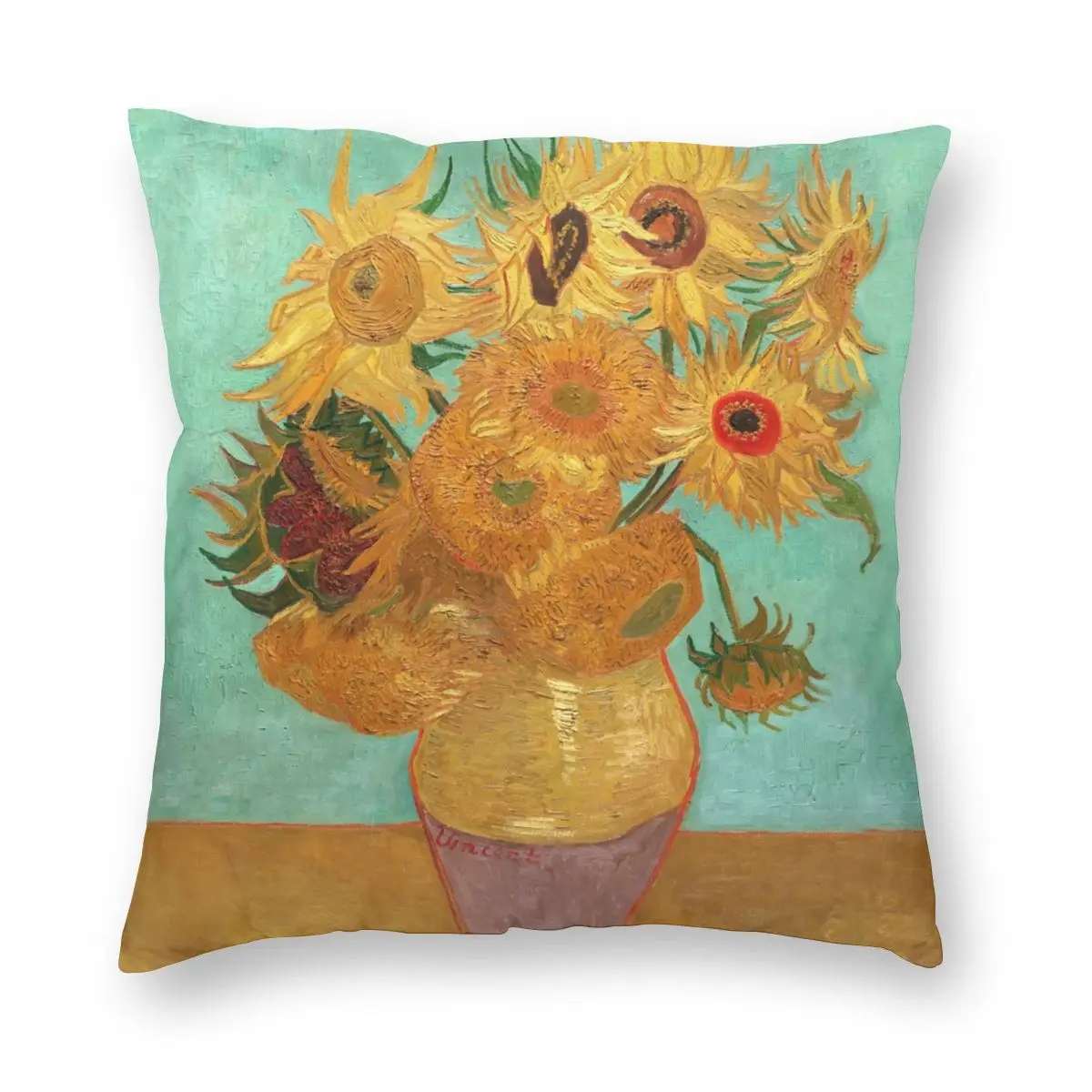 

Vincent Van Gogh Pillowcase Soft Polyester Cushion Cover Decorations Twelve Sunflowers In A Vase Pillow Case Cover Home 45X45cm