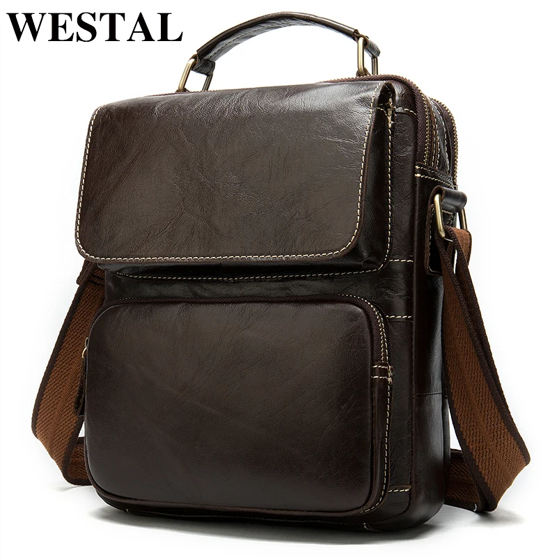 Сумка на плечо WESTAL мужская кожаная саквояж кросс боди в винтажном стиле средней