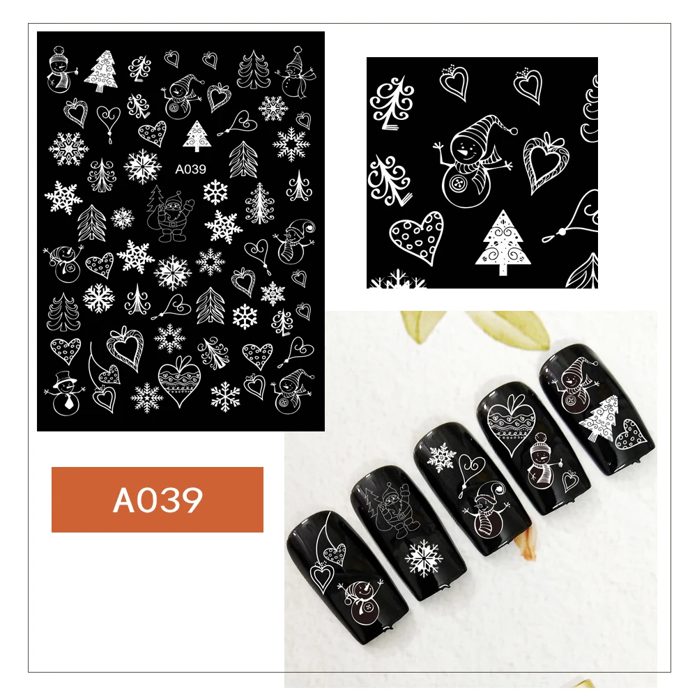 3D белые рождественские наклейки для ногтей красивые DIY|Стикеры и наклейки| |