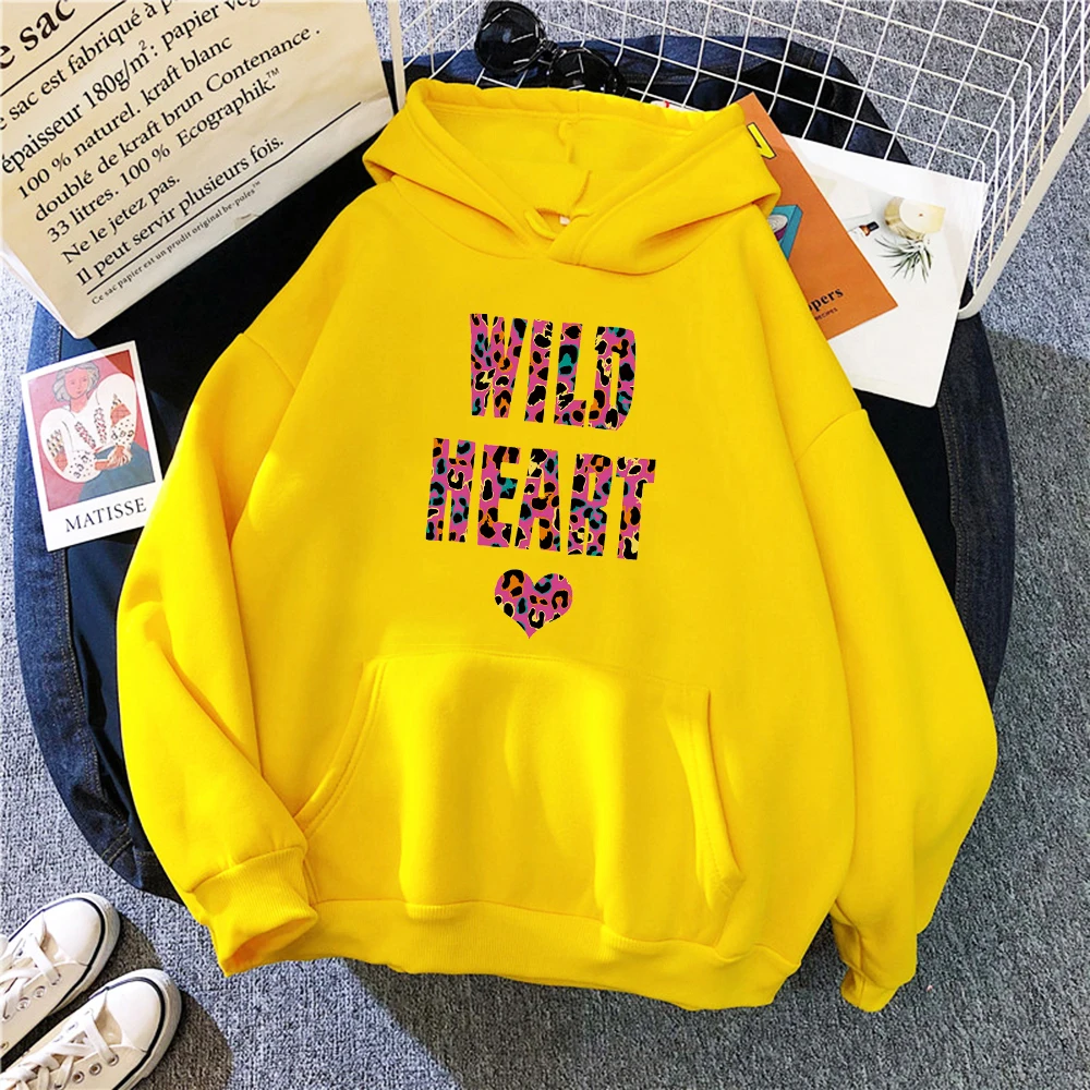 

Wild Heart Print Sweahoodies Womans Autumn Breathable Hip Hop HoodieFleece Soft Sweatshirt Creativity Oversized Female Hoodies