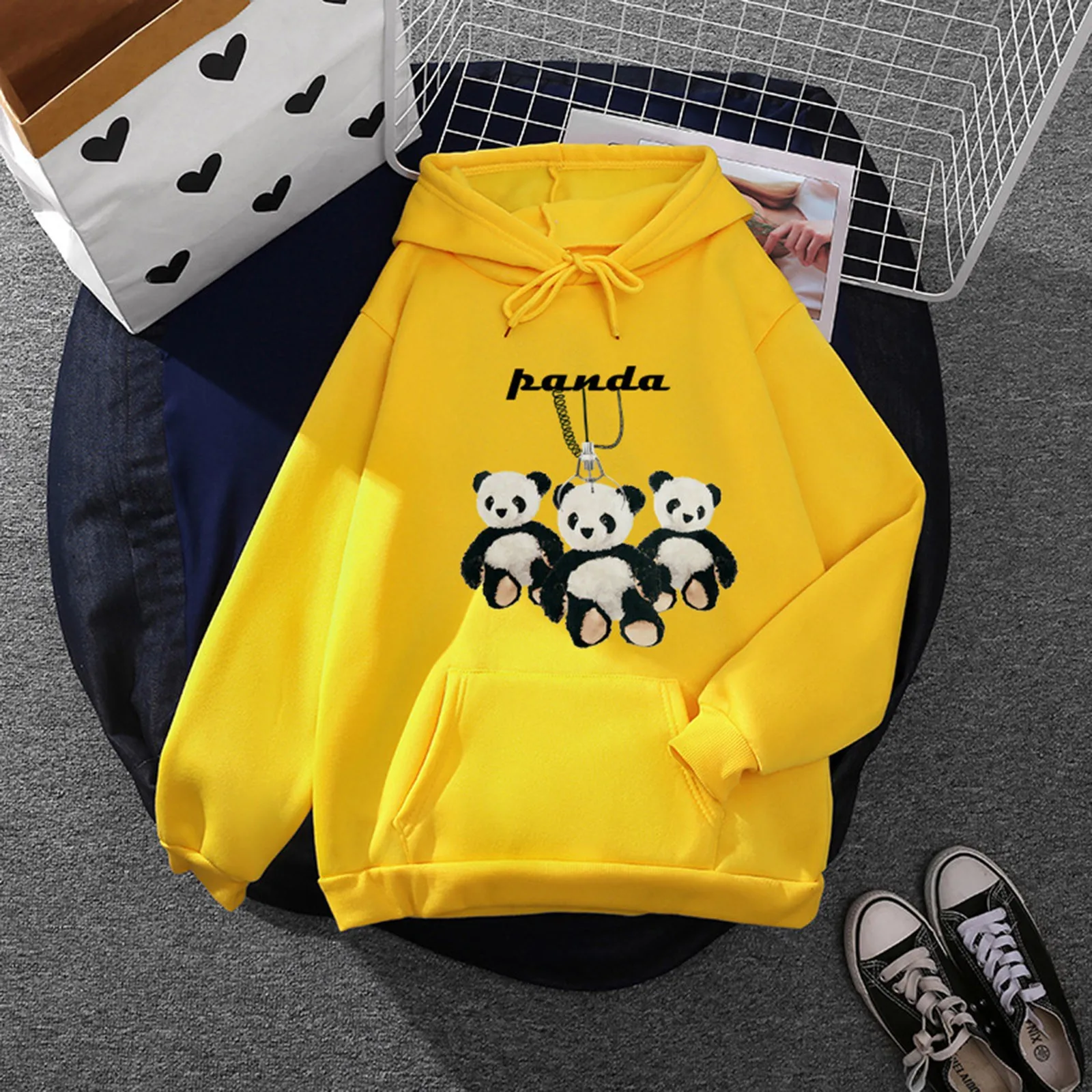 Spring Winter 2021 New Style Loose Fit Casual Hooded for Movie Fans Women Sweatshirt 3D Cute Panda Print Hoodies