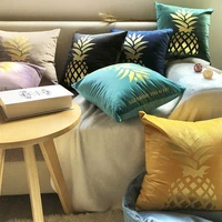 luxury gold printed fashion thick velvet cushion cover green blue pink pillow cover pillowcase home decorative sofa throw pillow