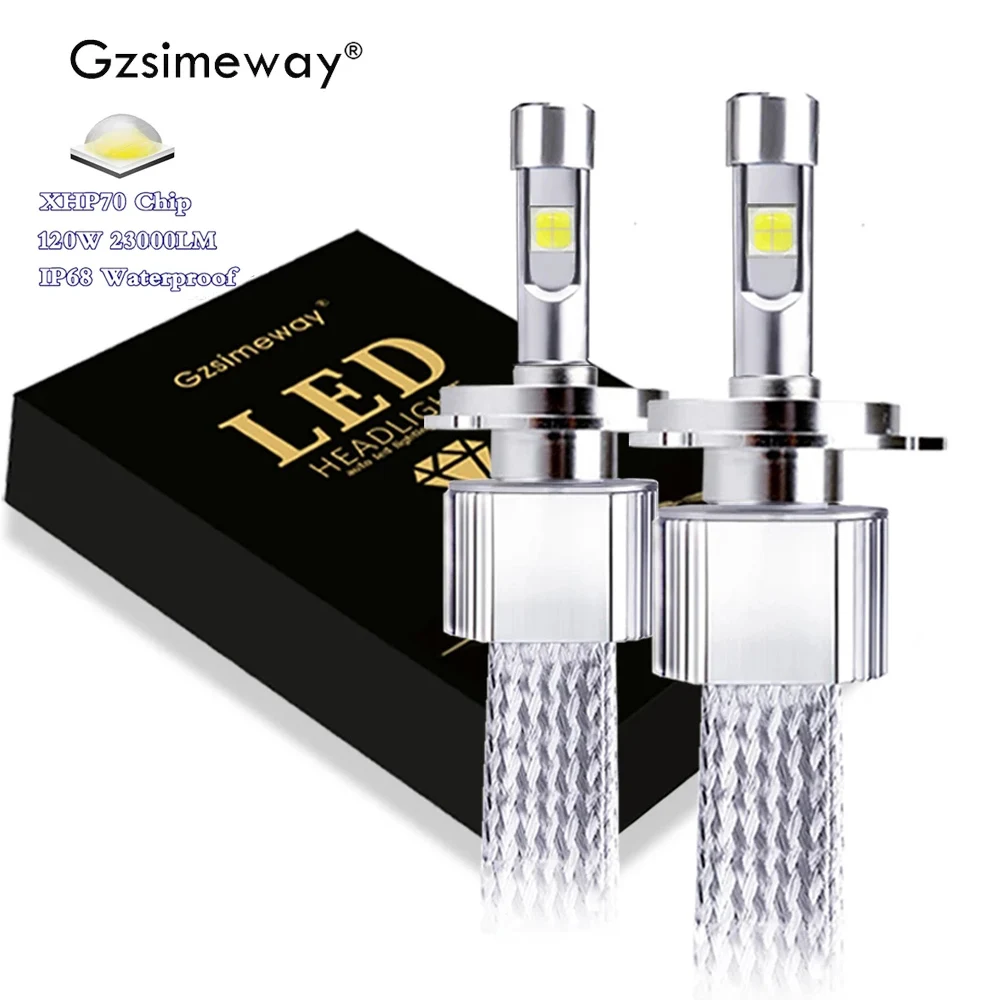2PC Super H4 LED H7 Auto Headlight XHP70.2 120W 23000LM 9005 HB3 9006 HB4 9012 D2H D1S H8 Car Lighting Replacement Fog Lamps | Автомобили