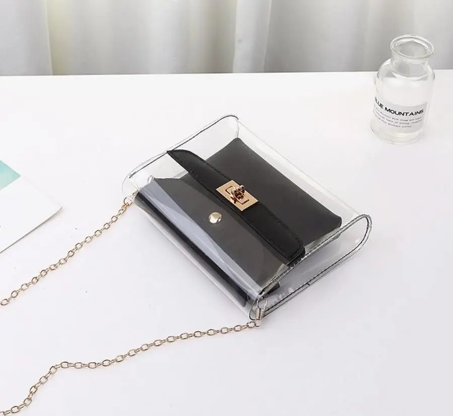 Новая женская прозрачная сумка через плечо кошелек с золотой цепочкой | Багаж и