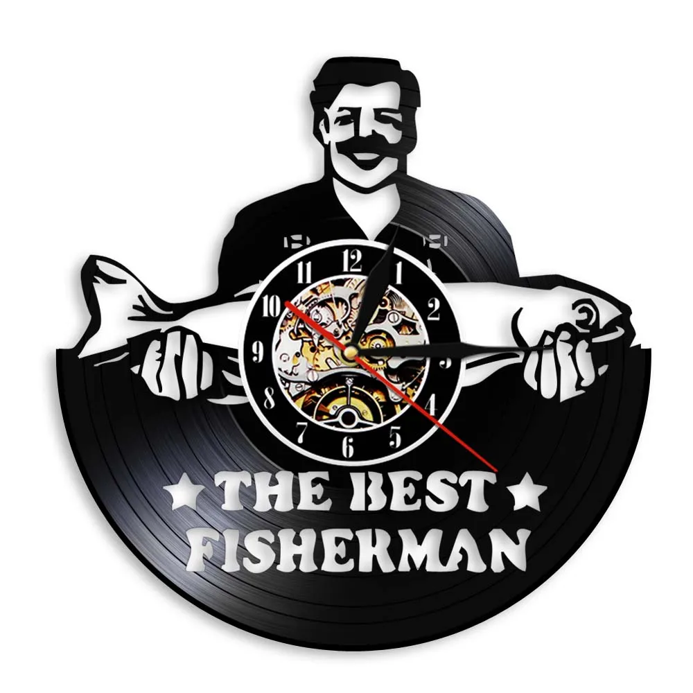 Винтажные виниловые 3D настенные часы лучший рыбак вздохи уникальный подарок для