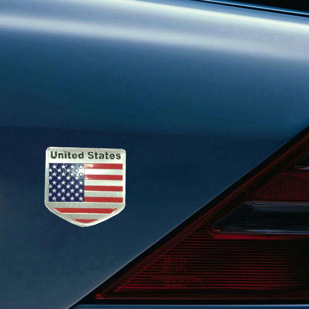 

1Pcs USA American Flag Car SUV Pickup Body Fender Tailgate Aluminum Metal Emblem Sticker Badge Decal Decor Accessories