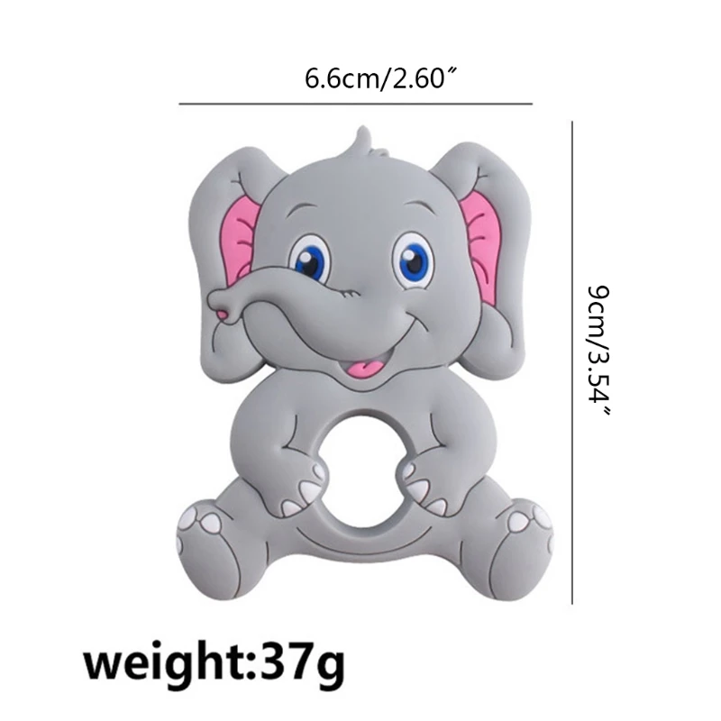 

Baby Cartoon Elephant Shape Teether Silicone Beads Molar Infant Teething Toys