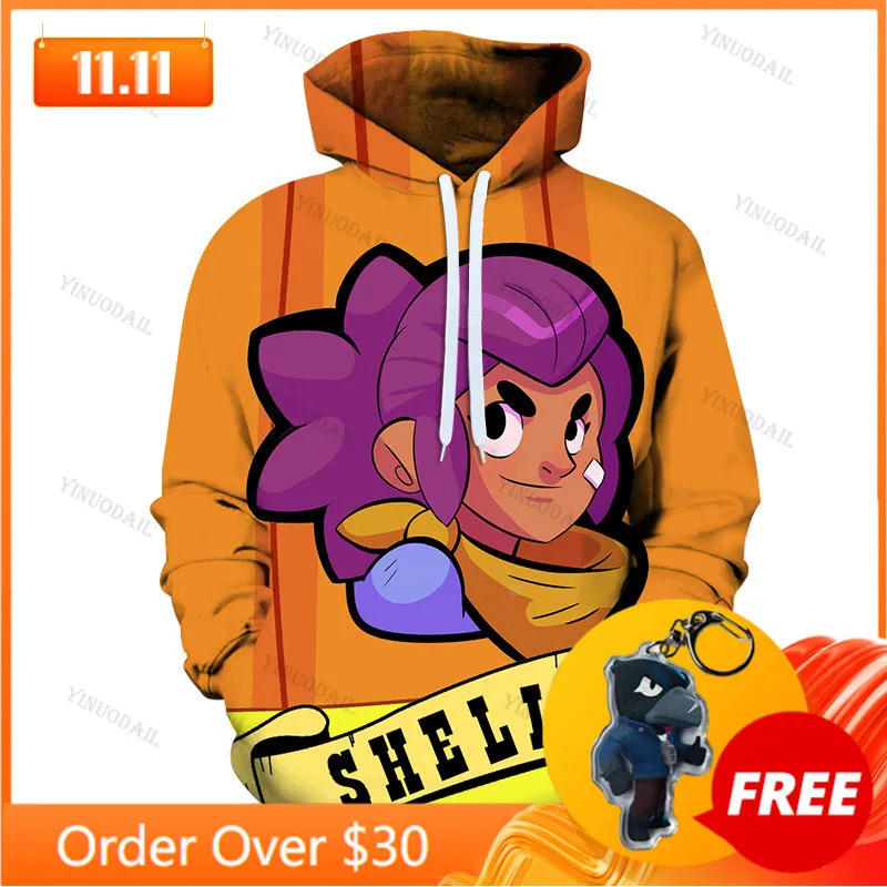 

Shelly MAX Boys Girls 3D PRIMO MORTIS Thin Hoodie Crow Spike Leon Hoodie Kids Game Anime Star Hoodie Birthday Gift