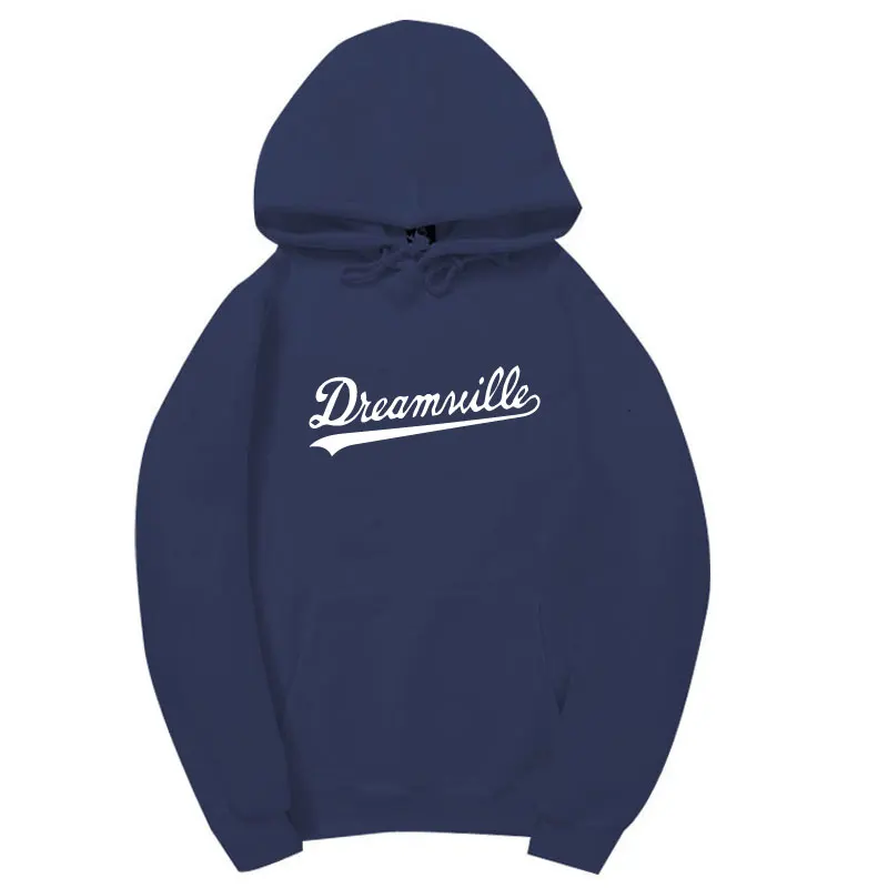 Новинка; худи Для мужчин хип-хоп DREAMVILLE Коул Логотип с капюшоном Swag письмо флисовые J худи с принтом Cole зимние толстовки Мужские пуловер - Цвет: Navy blue