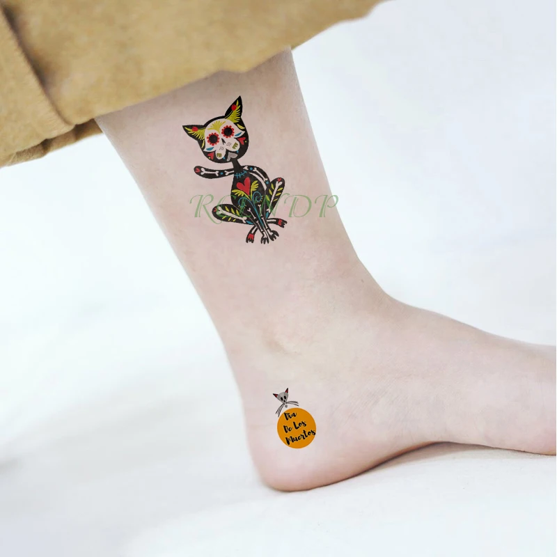 Водонепроницаемая Временная тату-наклейка кошка собака череп голова поддельные