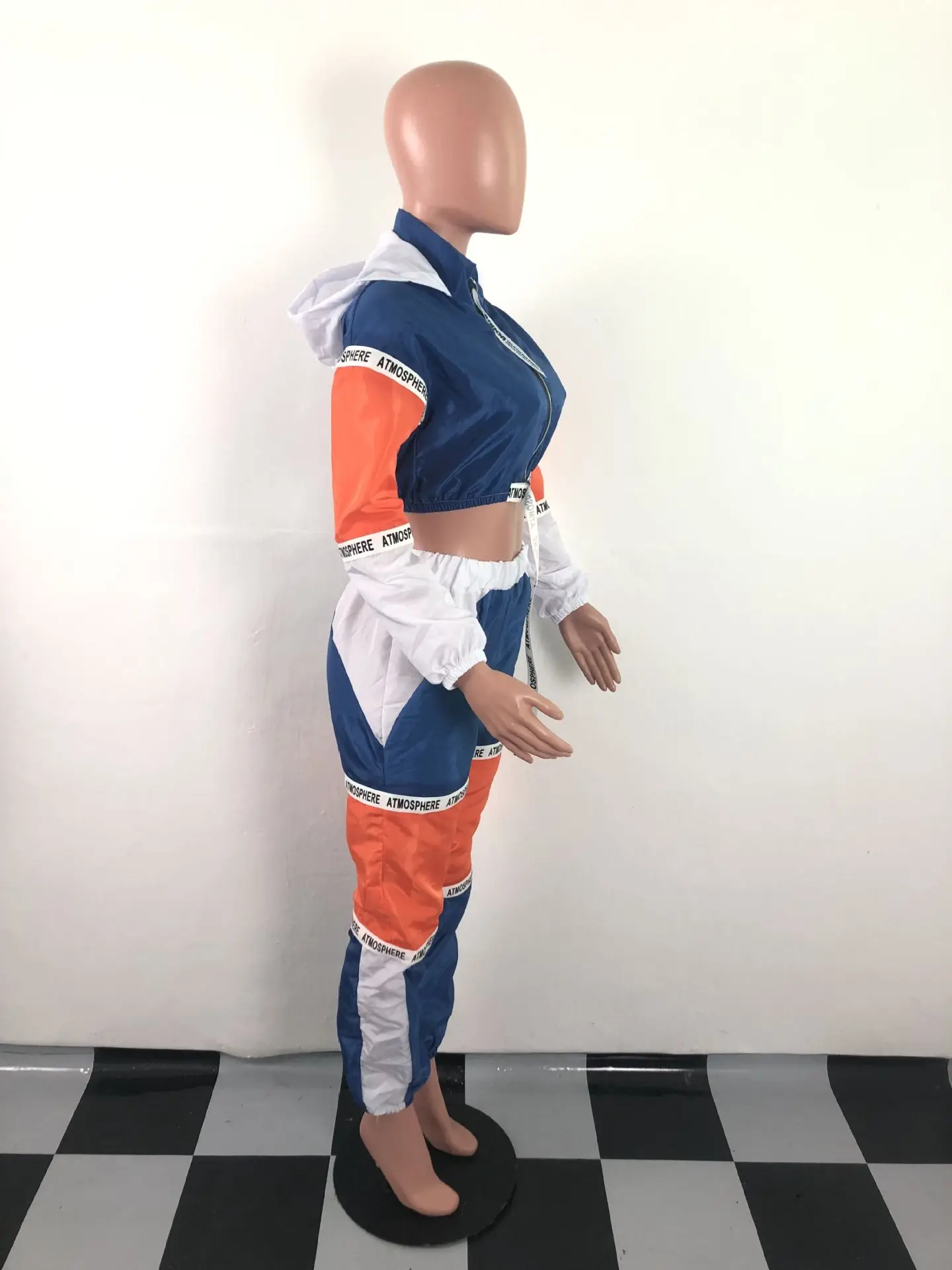 2019 New fashion sporty women's tracksuit hooded short jackets letter splicing long pants suits two piece set outfit GLA3068 | Женская