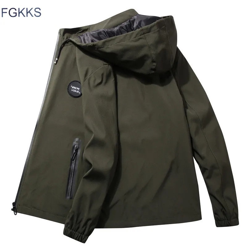 FGKKS модная трендовая Мужская куртка с капюшоном Новая мужская простая однотонная