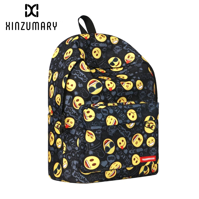 Напечатанный рюкзак с эмоджи bookbag колледж ветер женская сумка на плечо спортивная сумка для отдыха Новая Большая емкость женский рюкзак Горячая