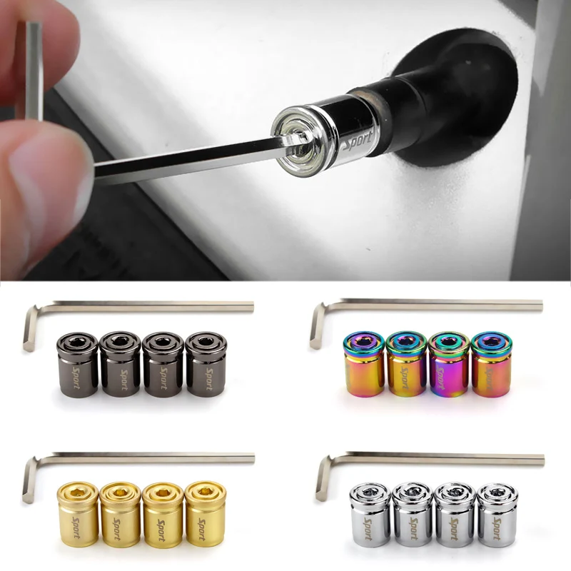 

4pcs Concealed Anti-theft Tire Valve Cap, Alloy Nozzle Decoration Cover, Built-in Rubber Ring To Prevent Leakage ,With Tools
