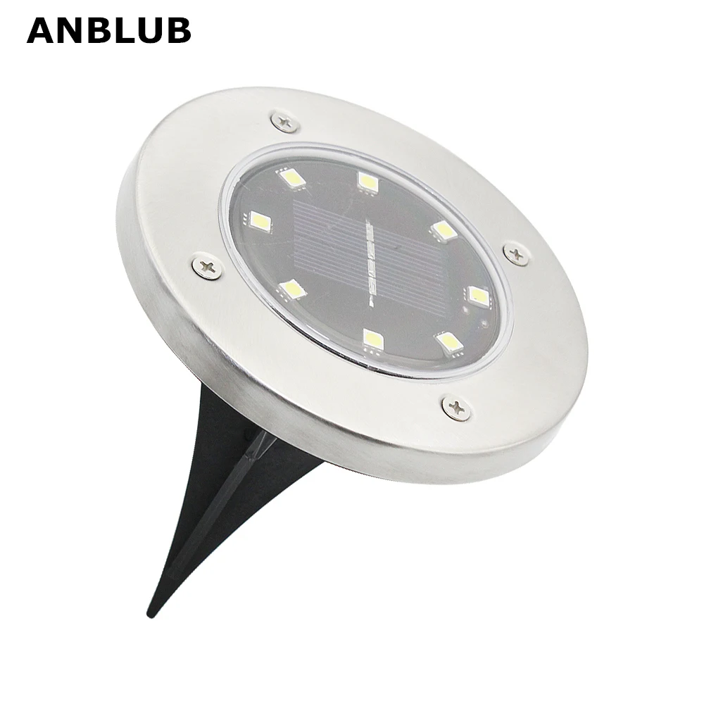 ANBLUB Открытый 8 светодиодный s солнечный наземный светодиодный светильник IP65 Водонепроницаемый Ландшафтный Газон лестница подземный похороненный светильник украшение дома и сада