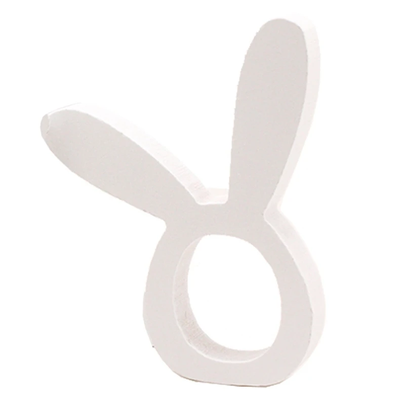 

5pcs Easter Napkin Rings Wooden Bunny Ear Holder Table Centerpiece Decorations 87HA