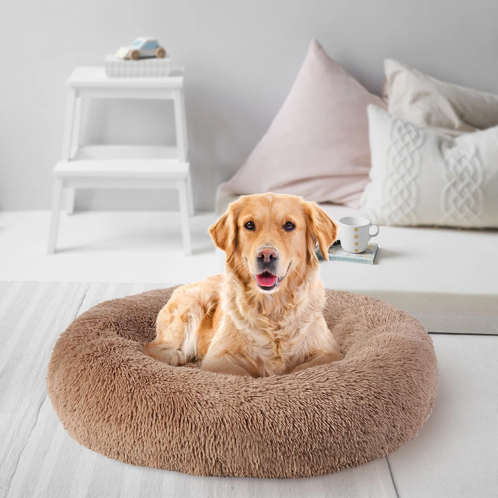 

Fluffy Dog Beds For Large Dogs Round Labradors House Cushion Pet Product Accessories Dropshipping Super Soft Long Plush Cat Mat