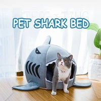 soft shark shaped design pet warm nest house small animal winter house tent for puppy kitten dog cat bed cave pet product 0