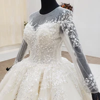 HTL1349G Simple White Luxury Wedding Dress 2020 With Veiled Pearls Sweetheart Ball Gown Actual Image