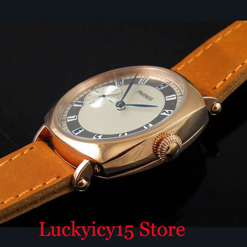 Популярные Парнис Новый механический ручной обмотки Для мужчин часы золотые