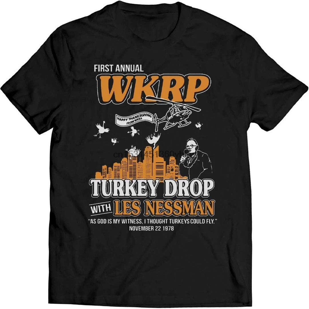 Первый ежегодный выпуск WKRP Турция падение Les Nessman футболка забавная ко Дню