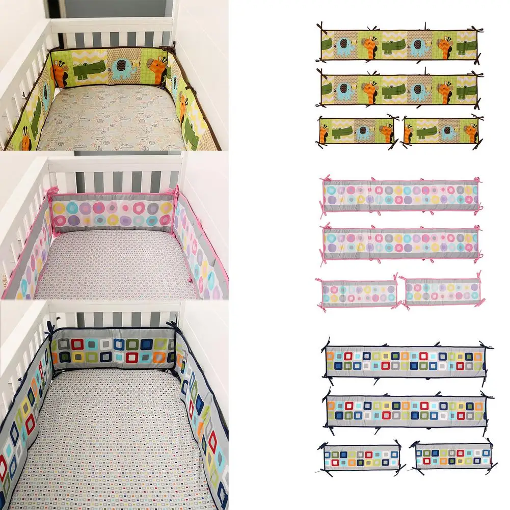 

4PCS Baby Crib Linings Soft Cushions Newborn Bed Protective Pads