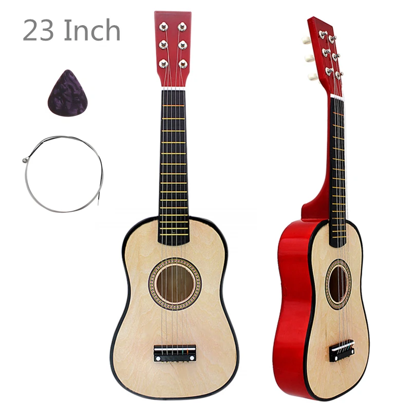 wood 23 дюймов 6 струн Акустическая гитара из липы деревянная гитара; музыкальные инструменты для гитарных любителей музыки подарок с гитарной палкой+ Струны - Цвет: wood