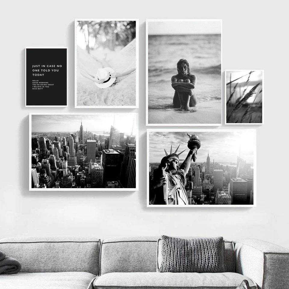 

Poster Black and White Fashion Wall Decoration Canvas Art Picture for Living Room Frameless Paintings for Interior