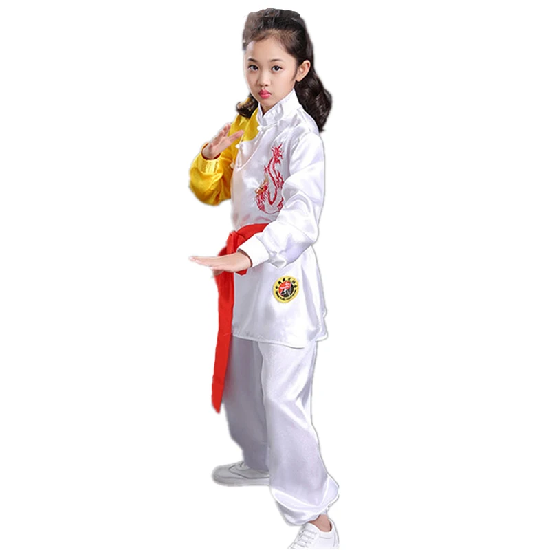 White Uniform 110-160 см, кунг-фу, детская одежда для ушу, Костюм тайцзи, традиционный костюм ханфу, китайские костюмы для детей, для маленьких девочек и мальчиков - Цвет: White Uniform