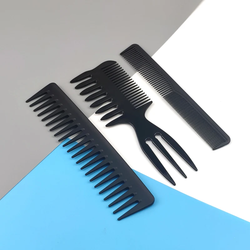 

3Pcs Household Professional Hair Styling Comb Set Women Tangled Hair Brush Carbon Fiber Black Smooth Curly Hair Brush Comb