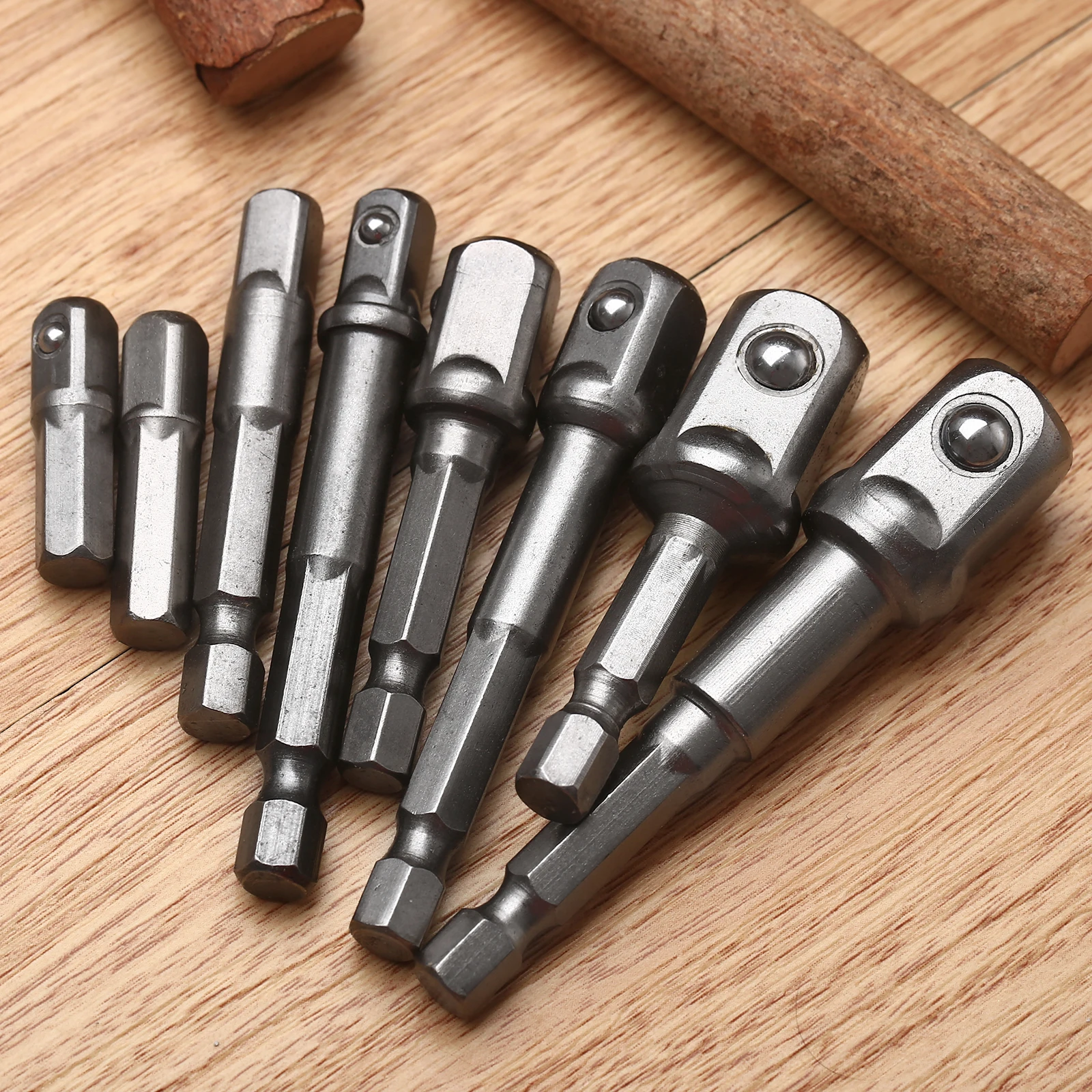 

8Pcs Socket Adapter Impact Power Drill Hex Shank To 1/4" 3/8" 1/2" Extension Drill Bits Bar Set Electric Screwdriver Power Tools