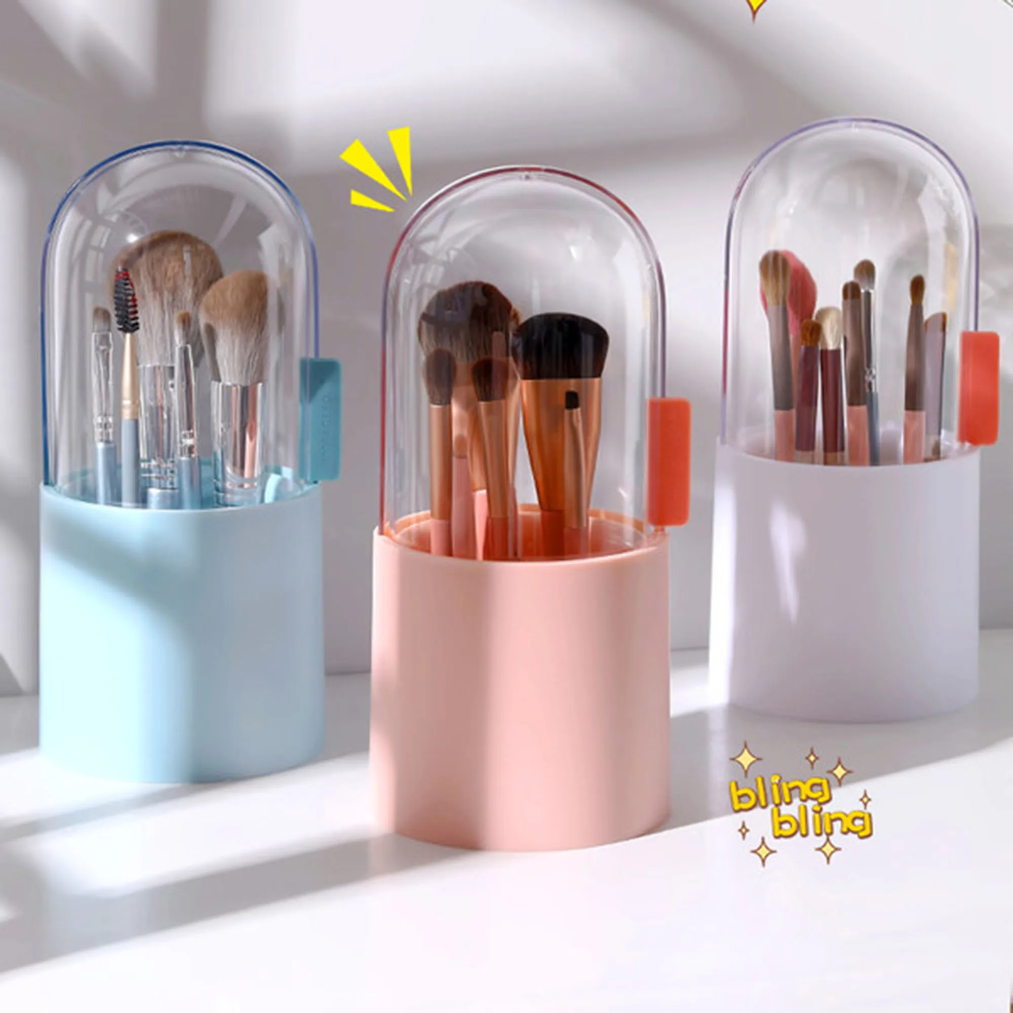 

Makeup Brush Storage Bucket Dustproof Pen Holder Brush Desktop Acrylic Eyebrow Pencil Beauty Eyeshadow Brush Storage Box