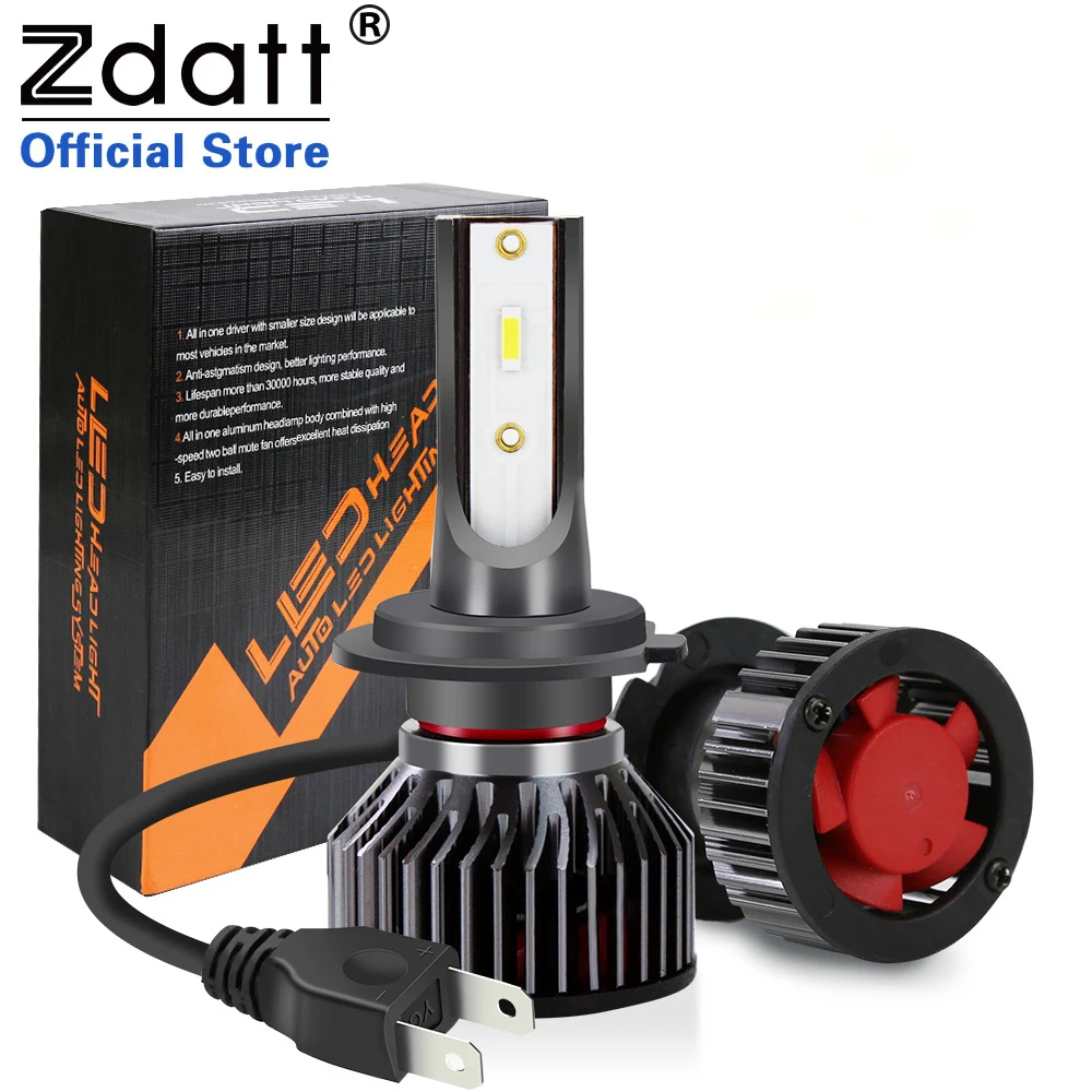 Zdatt H7 Led h4 h1 h11 светодиодные лампы H8 9005 HB3 9006 HB4 h16 автомобильные лампочки 12000LM 6000K 12V