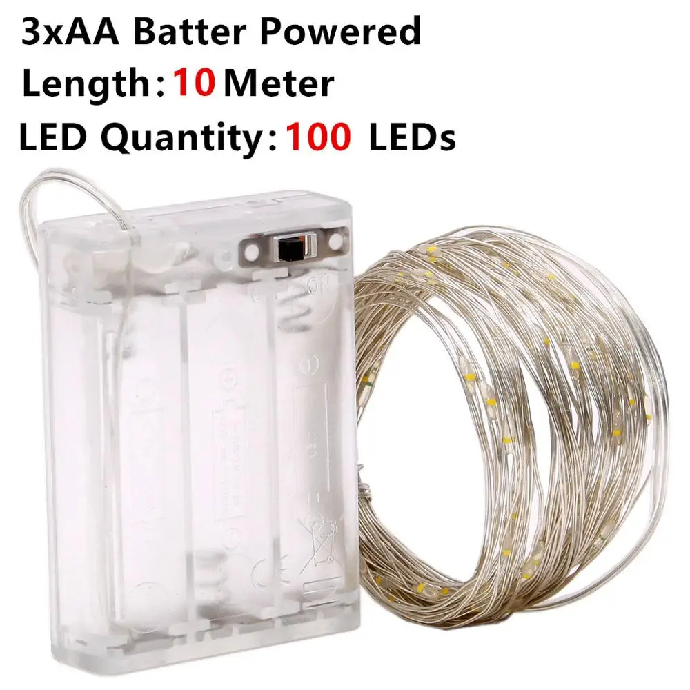 10M by AA Battery USB праздничный Сказочный светильник s гирлянда на батарейках светодиодный светильник-Гирлянда для украшения рождественской наружной гирлянды - Испускаемый цвет: 10M by AA Battery