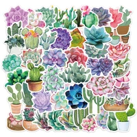 50pcs cute succulent cactus stickers for notebooks laptop stationery aesthetic sticker scrapbooking material craft supplies