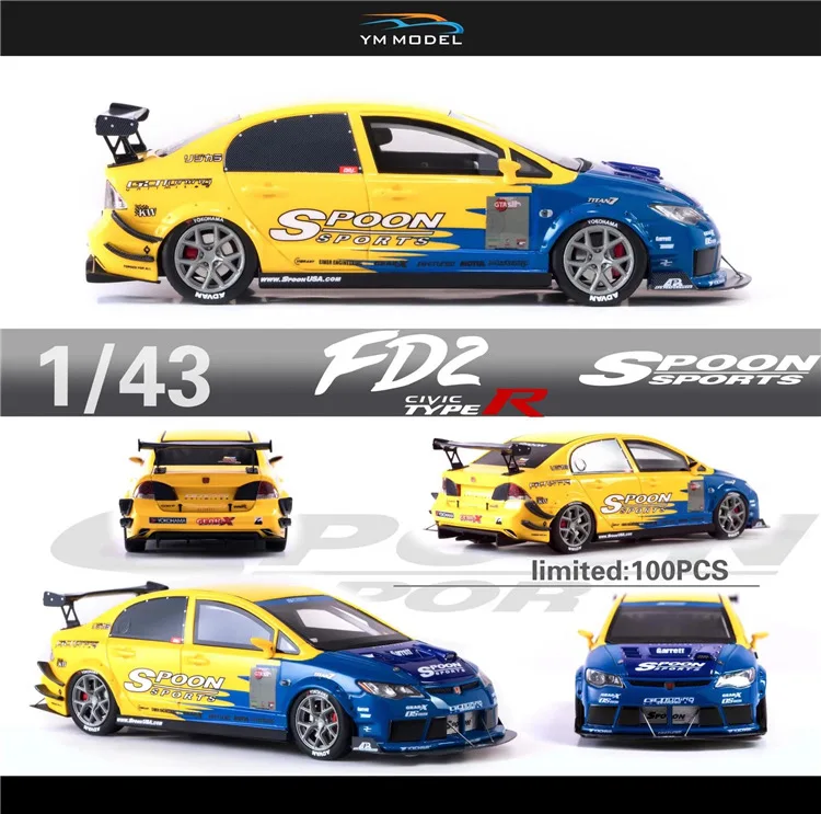 YM модель 1/43 Honda Civic Type R FD2 ложка ограниченная 100 шт. строительная вручную
