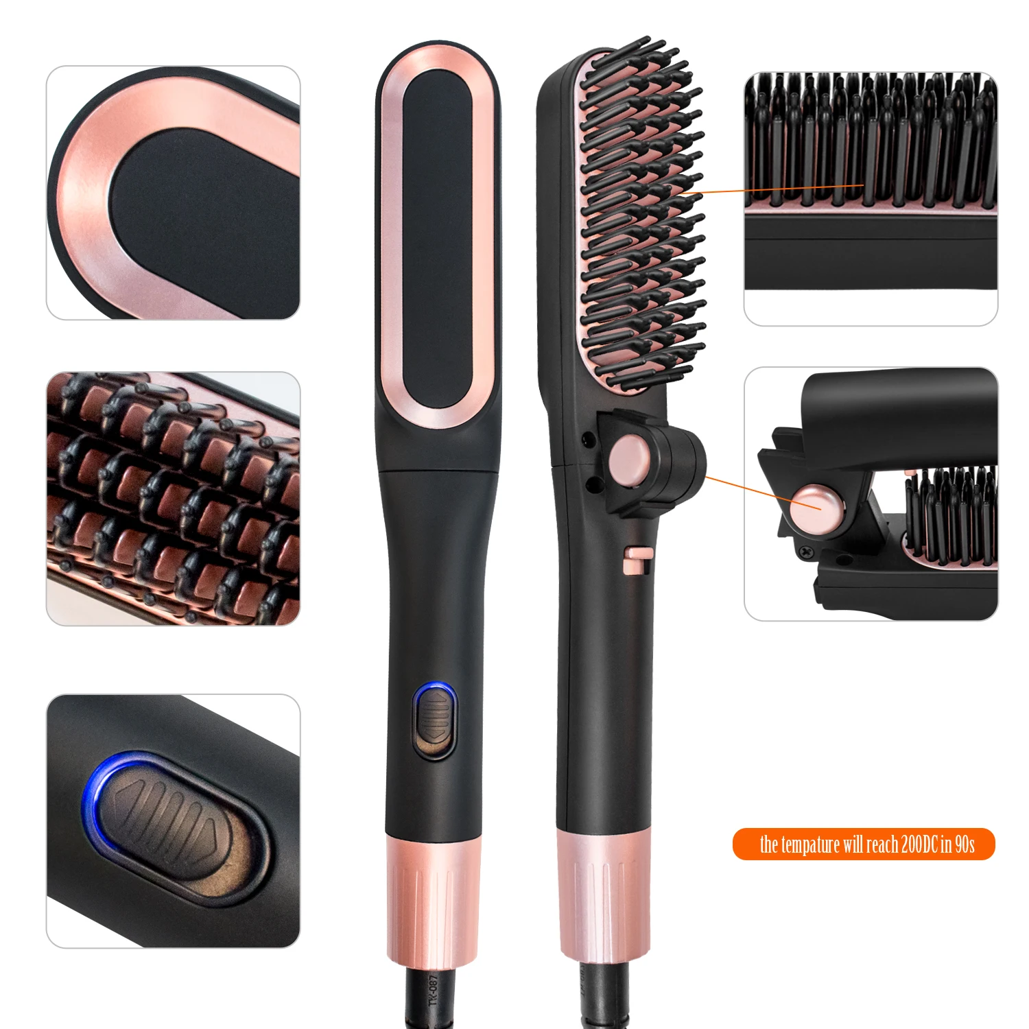 

Hair Straightener Brush Multifunctional Hair Comb Styling Straightener Temperature Control Professional Ceramic Steam Hair Tool