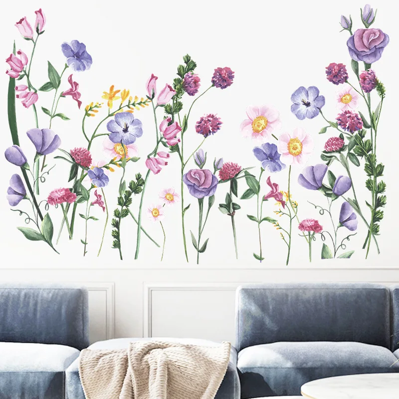 

living room 3d flower wall stickers self adhesive bedroom nature plant wall decals home decraotion