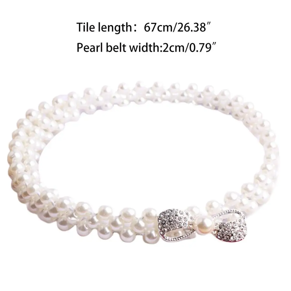 

Fashion Women Artificial Pearl Belt Fine Simple Wild Dress Skirt Decorative Waistband Student Waist Accessories